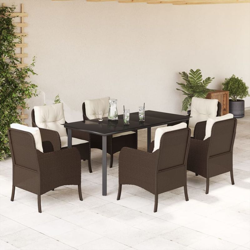 Casa si Gradina - Gradina si terasa - Mobilier exterior - Seturi mobila gradina - Set mobilier de gradina cu perne, 7 piese, maro, poliratan - Infinity.ro