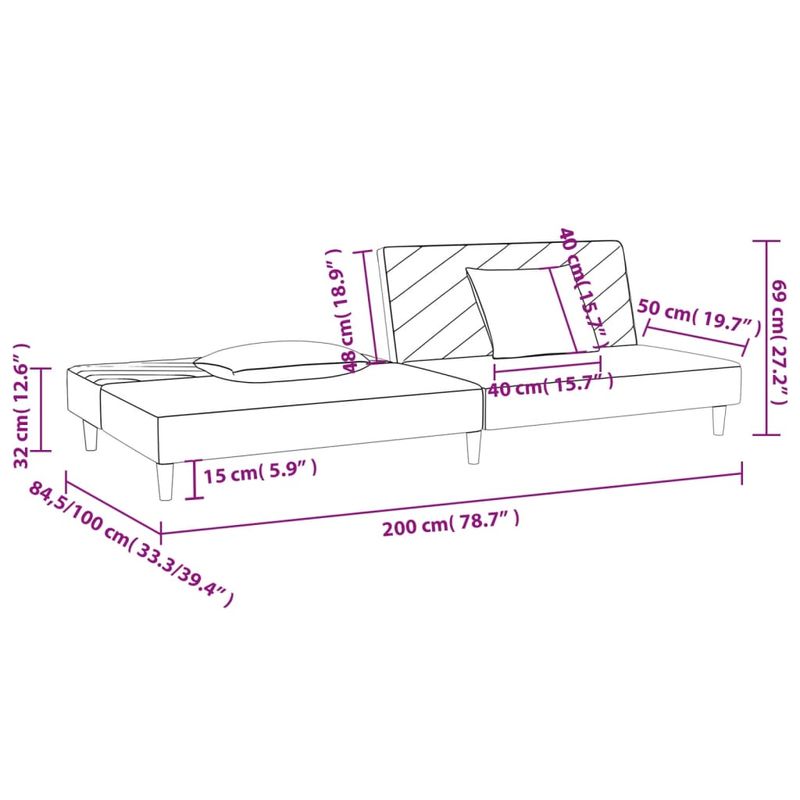 Casa si Gradina - Mobilier - Canapele si coltare - Canapele - Canapea extensibila cu 2 locuri, 2 perne, negru, textil - Infinity.ro