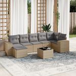 Casa si Gradina - Gradina si terasa - Mobilier exterior - Seturi mobila gradina - Set canapele de gradina, 8 piese, cu perne, bej, poliratan - Infinity.ro