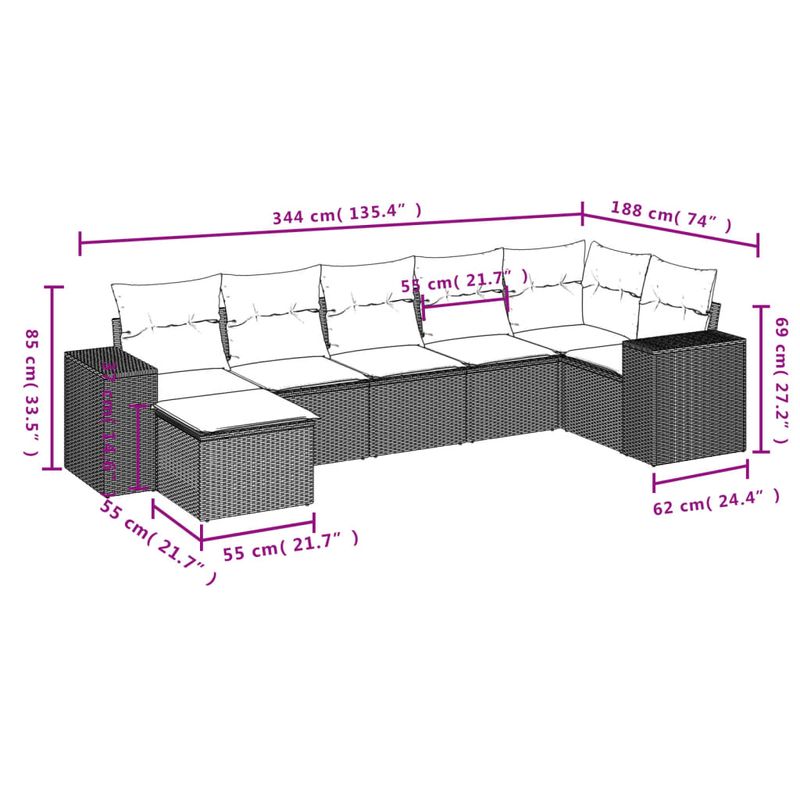 Casa si Gradina - Gradina si terasa - Mobilier exterior - Seturi mobila gradina - Set canapele de gradina, 8 piese, cu perne, bej, poliratan - Infinity.ro
