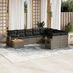 Casa si Gradina - Gradina si terasa - Mobilier exterior - Canapele si fotolii gradina - Set mobilier de gradina cu perne, 10 piese, gri, poliratan - Infinity.ro