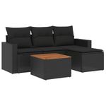 Casa si Gradina - Gradina si terasa - Mobilier exterior - Seturi mobila gradina - Set mobilier de gradina cu perne, 5 piese, negru, poliratan - Infinity.ro