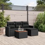 Casa si Gradina - Gradina si terasa - Mobilier exterior - Seturi mobila gradina - Set mobilier de gradina cu perne, 5 piese, negru, poliratan - Infinity.ro