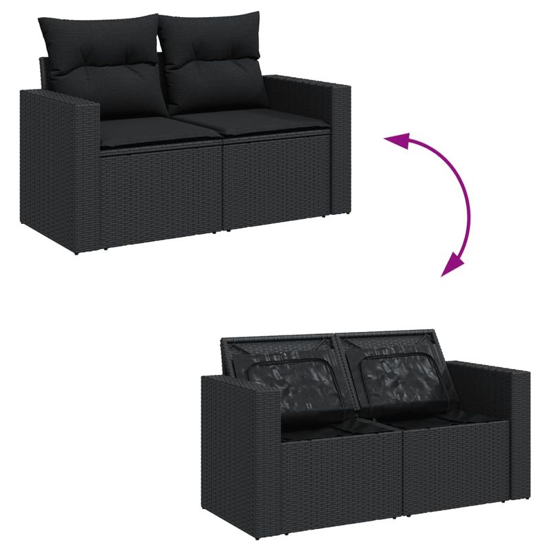 Casa si Gradina - Gradina si terasa - Mobilier exterior - Seturi mobila gradina - Set mobilier de gradina cu perne, 5 piese, negru, poliratan - Infinity.ro