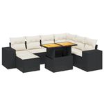 Casa si Gradina - Gradina si terasa - Mobilier exterior - Seturi mobila gradina - Set mobilier de gradina cu perne, 8 piese, negru, poliratan - Infinity.ro