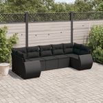 Casa si Gradina - Gradina si terasa - Mobilier exterior - Canapele si fotolii gradina - Set canapele de gradina cu perne, 7 piese, negru, poliratan - Infinity.ro