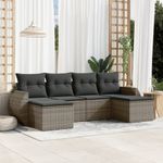Casa si Gradina - Gradina si terasa - Mobilier exterior - Canapele si fotolii gradina - Set mobilier gradina cu perne, 6 piese, gri, poliratan - Infinity.ro