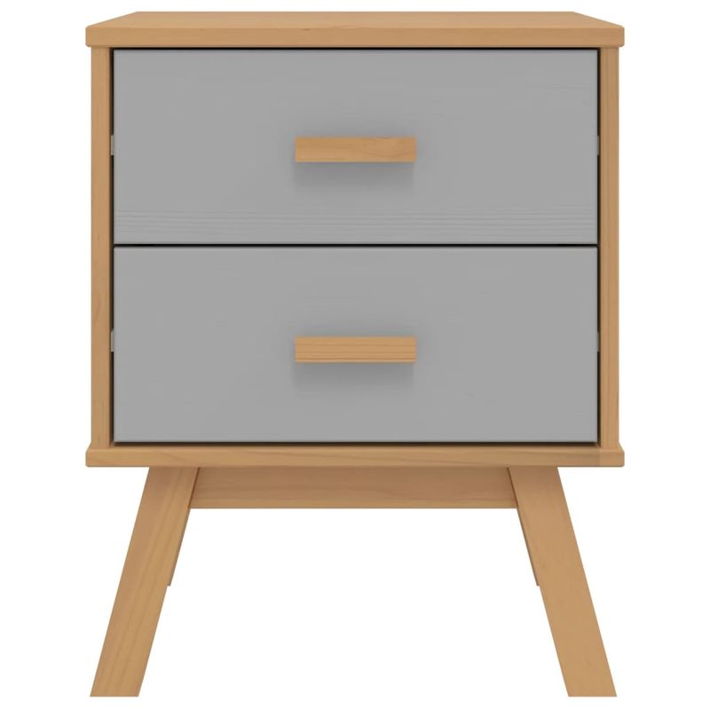 Casa si Gradina - Mobilier - Comode si corpuri - Noptiere - Noptiera „OLDEN”, gri si maro, lemn masiv de pin - Infinity.ro