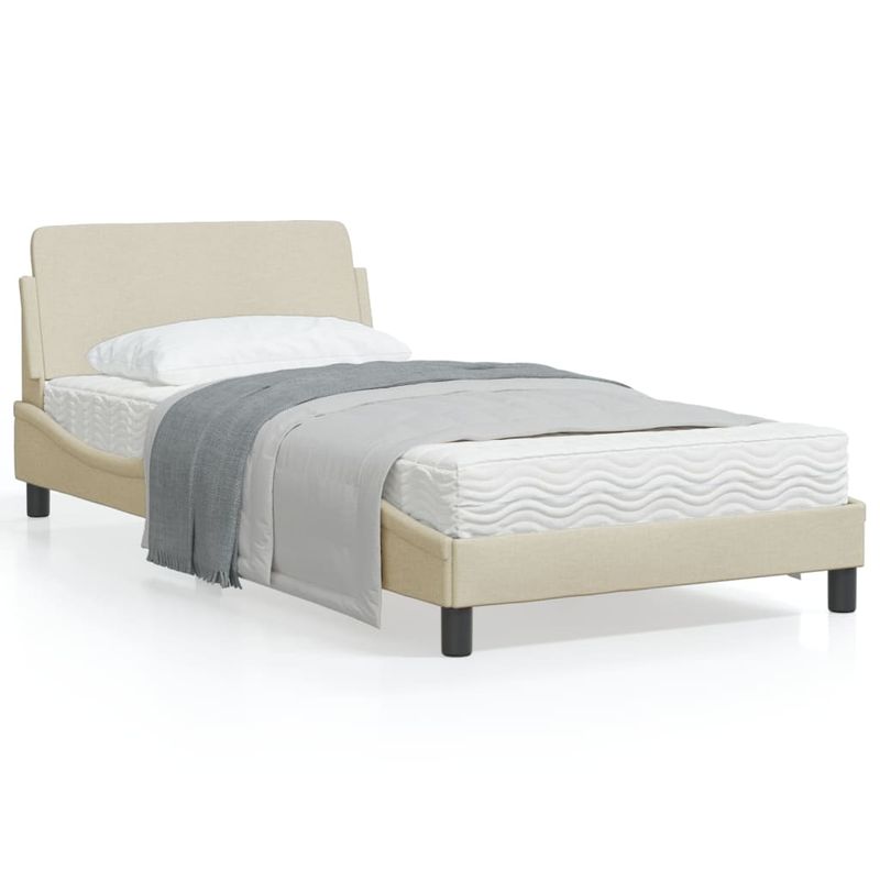 Casa si Gradina - Mobilier - Paturi si accesorii - Paturi - Cadru de pat cu tablie, crem, 100x200 cm, textil - Infinity.ro