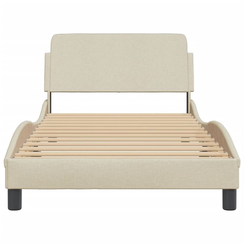 Casa si Gradina - Mobilier - Paturi si accesorii - Paturi - Cadru de pat cu tablie, crem, 100x200 cm, textil - Infinity.ro