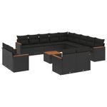 Casa si Gradina - Gradina si terasa - Mobilier exterior - Seturi mobila gradina - Set mobilier de gradina cu perne, 14 piese, negru, poliratan - Infinity.ro