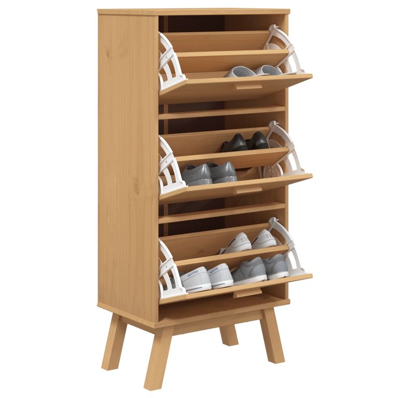 Casa si Gradina - Mobilier - Organizare si depozitare - Organizator incaltaminte - Pantofar „OLDEN”, maro, 55x35x120 cm, lemn masiv pin - Infinity.ro