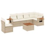 Casa si Gradina - Gradina si terasa - Mobilier exterior - Seturi mobila gradina - Set canapele de gradina, 7 piese, cu perne, bej, poliratan - Infinity.ro