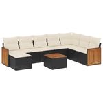 Casa si Gradina - Gradina si terasa - Mobilier exterior - Seturi mobila gradina - Set mobilier de gradina cu perne, 9 piese, negru, poliratan - Infinity.ro