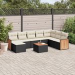 Casa si Gradina - Gradina si terasa - Mobilier exterior - Seturi mobila gradina - Set mobilier de gradina cu perne, 9 piese, negru, poliratan - Infinity.ro