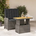 Casa si Gradina - Gradina si terasa - Mobilier exterior - Seturi mobila gradina - Set mobilier de gradina cu perne, 2 piese, gri, poliratan - Infinity.ro