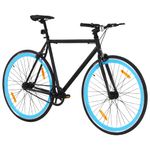 Sport si Outdoor - Ciclism - Biciclete pentru adulți - De oras - Bicicleta cu angrenaj fix, negru si albastru, 700c, 51 cm - Infinity.ro