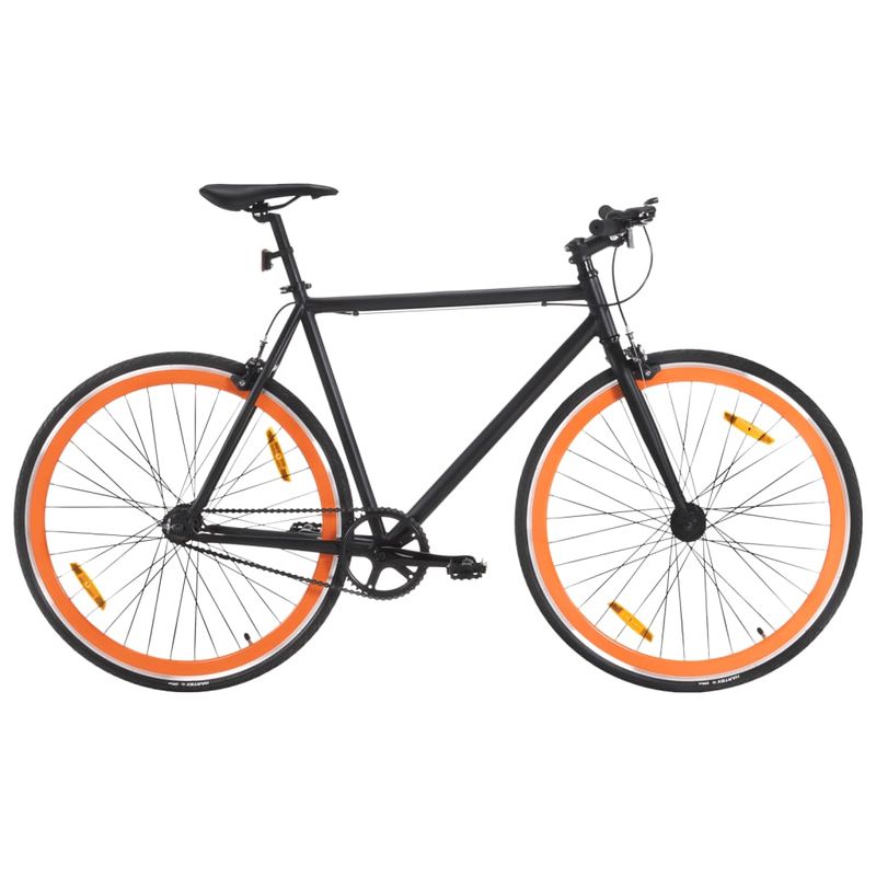 Sport si Outdoor - Ciclism - Biciclete pentru adulți - De oras - Bicicleta cu angrenaj fix, negru si portocaliu, 700c, 55 cm - Infinity.ro