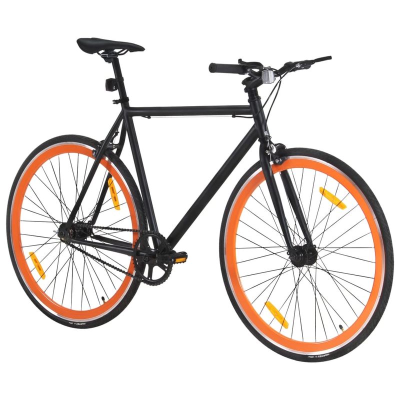 Sport si Outdoor - Ciclism - Biciclete pentru adulți - De oras - Bicicleta cu angrenaj fix, negru si portocaliu, 700c, 55 cm - Infinity.ro