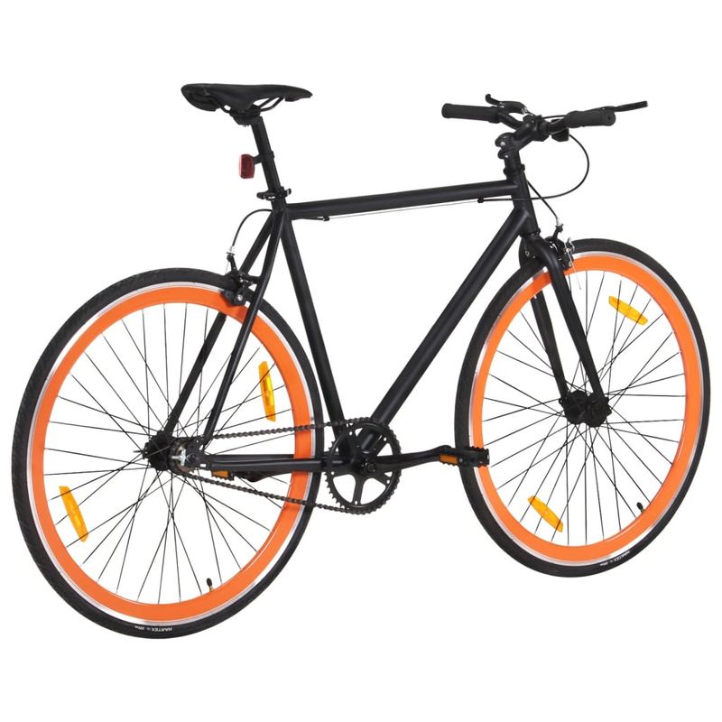Sport si Outdoor - Ciclism - Biciclete pentru adulți - De oras - Bicicleta cu angrenaj fix, negru si portocaliu, 700c, 55 cm - Infinity.ro