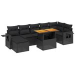 Casa si Gradina - Gradina si terasa - Mobilier exterior - Seturi mobila gradina - Set mobilier de gradina cu perne, 8 piese, negru, poliratan - Infinity.ro