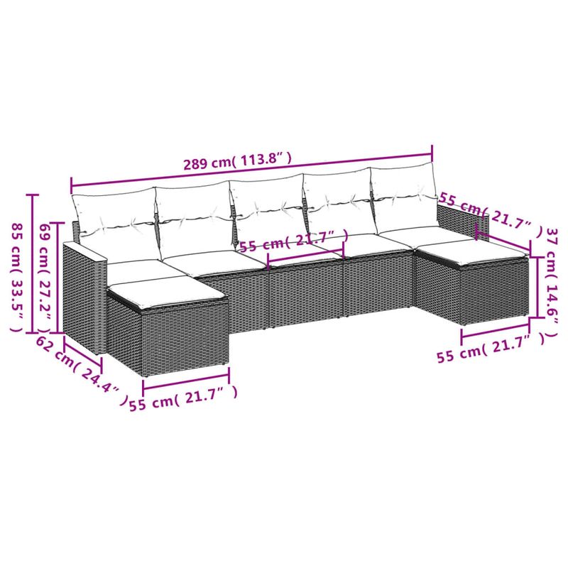 Casa si Gradina - Gradina si terasa - Mobilier exterior - Seturi mobila gradina - Set canapele de gradina, 7 piese, cu perne, bej, poliratan - Infinity.ro