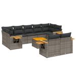Casa si Gradina - Gradina si terasa - Mobilier exterior - Seturi mobila gradina - Set mobilier de gradina cu perne, 10 piese, gri, poliratan - Infinity.ro