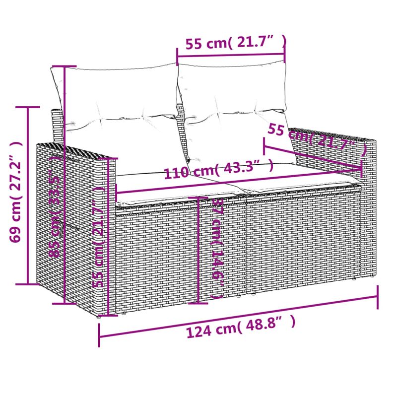 Casa si Gradina - Gradina si terasa - Mobilier exterior - Seturi mobila gradina - Set mobilier de gradina cu perne, 9 piese, negru, poliratan - Infinity.ro