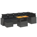 Casa si Gradina - Gradina si terasa - Mobilier exterior - Seturi mobila gradina - Set mobilier de gradina cu perne, 8 piese, negru, poliratan - Infinity.ro