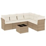 Casa si Gradina - Gradina si terasa - Mobilier exterior - Seturi mobila gradina - Set canapele de gradina, 7 piese, cu perne, bej, poliratan - Infinity.ro