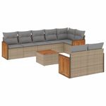 Casa si Gradina - Gradina si terasa - Mobilier exterior - Seturi mobila gradina - Set canapele de gradina, 9 piese, cu perne, bej, poliratan - Infinity.ro