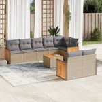 Casa si Gradina - Gradina si terasa - Mobilier exterior - Seturi mobila gradina - Set canapele de gradina, 9 piese, cu perne, bej, poliratan - Infinity.ro