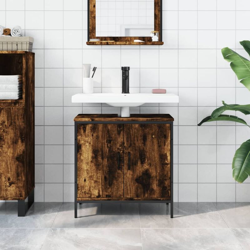 Casa si Gradina - Mobilier - Mobilier baie - Comode baie - Comoda chiuveta baie, stejar fumuriu, 60x30x60 cm lemn prelucrat - Infinity.ro