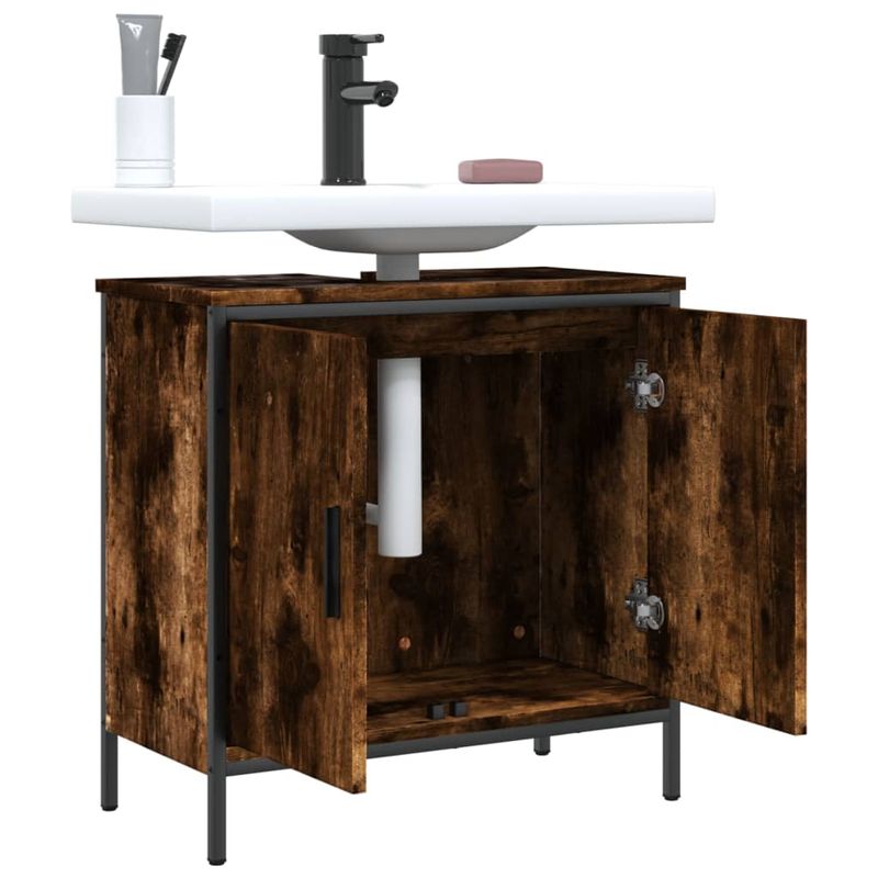 Casa si Gradina - Mobilier - Mobilier baie - Comode baie - Comoda chiuveta baie, stejar fumuriu, 60x30x60 cm lemn prelucrat - Infinity.ro