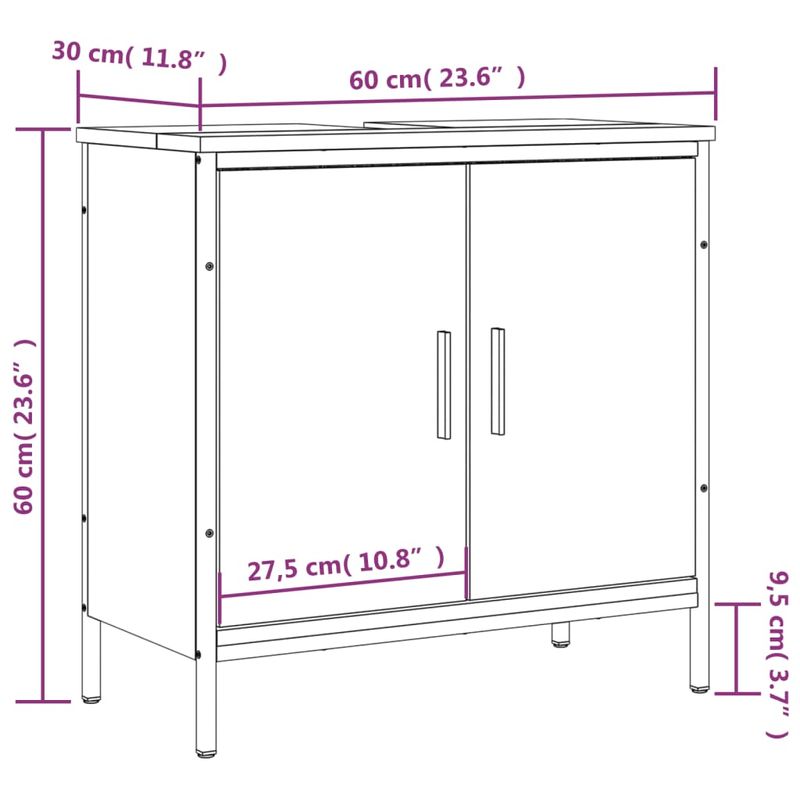 Casa si Gradina - Mobilier - Mobilier baie - Comode baie - Comoda chiuveta baie, stejar fumuriu, 60x30x60 cm lemn prelucrat - Infinity.ro