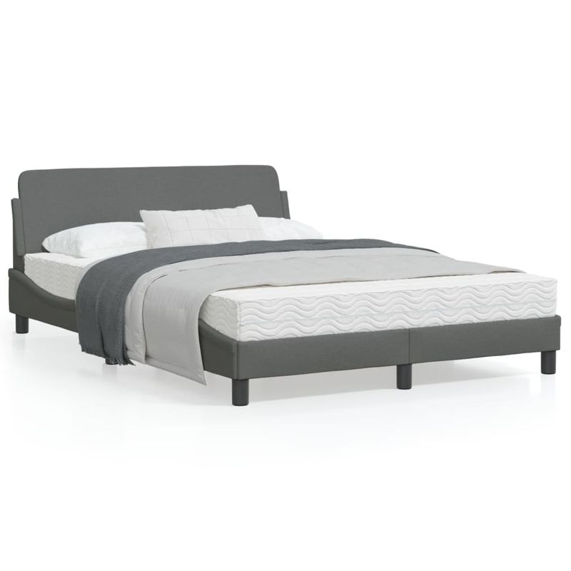 Casa si Gradina - Mobilier - Paturi si accesorii - Paturi - Cadru de pat cu tablie, gri inchis, 140x190 cm, textil - Infinity.ro
