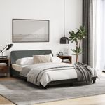 Casa si Gradina - Mobilier - Paturi si accesorii - Paturi - Cadru de pat cu tablie, gri inchis, 140x190 cm, textil - Infinity.ro
