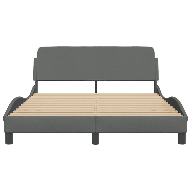 Casa si Gradina - Mobilier - Paturi si accesorii - Paturi - Cadru de pat cu tablie, gri inchis, 140x190 cm, textil - Infinity.ro