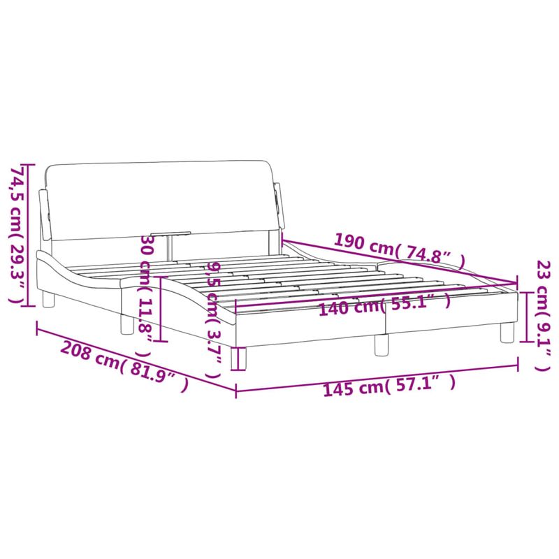 Casa si Gradina - Mobilier - Paturi si accesorii - Paturi - Cadru de pat cu tablie, gri inchis, 140x190 cm, textil - Infinity.ro