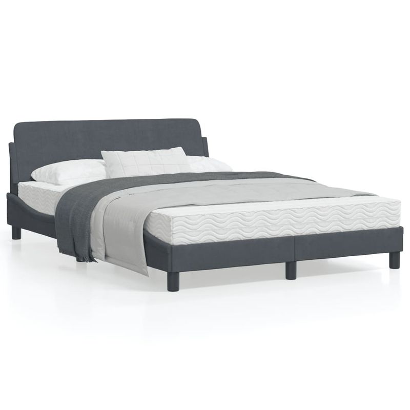 Casa si Gradina - Mobilier - Paturi si accesorii - Paturi - Cadru de pat cu tablie, gri inchis, 120x200 cm, catifea - Infinity.ro