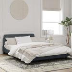 Casa si Gradina - Mobilier - Paturi si accesorii - Paturi - Cadru de pat cu tablie, gri inchis, 120x200 cm, catifea - Infinity.ro