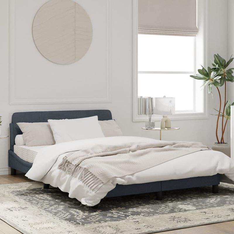 Casa si Gradina - Mobilier - Paturi si accesorii - Paturi - Cadru de pat cu tablie, gri inchis, 120x200 cm, catifea - Infinity.ro