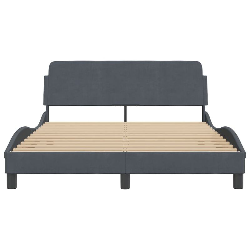 Casa si Gradina - Mobilier - Paturi si accesorii - Paturi - Cadru de pat cu tablie, gri inchis, 120x200 cm, catifea - Infinity.ro