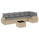 Casa si Gradina - Gradina si terasa - Mobilier exterior - Seturi mobila gradina - Set canapele de gradina, 7 piese, cu perne, bej, poliratan - Infinity.ro