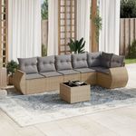 Casa si Gradina - Gradina si terasa - Mobilier exterior - Seturi mobila gradina - Set canapele de gradina, 7 piese, cu perne, bej, poliratan - Infinity.ro