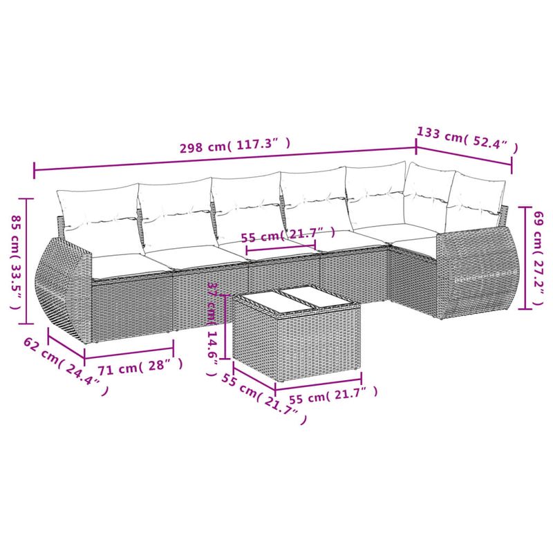 Casa si Gradina - Gradina si terasa - Mobilier exterior - Seturi mobila gradina - Set canapele de gradina, 7 piese, cu perne, bej, poliratan - Infinity.ro