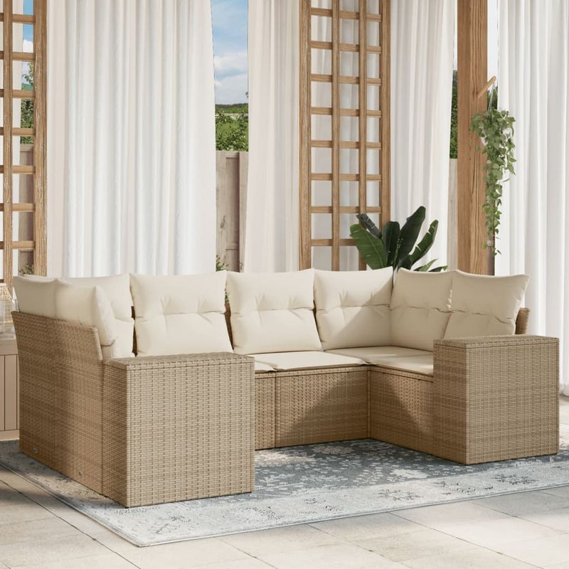 Casa si Gradina - Gradina si terasa - Mobilier exterior - Seturi mobila gradina - Set canapele de gradina cu perne, 6 piese, bej, poliratan - Infinity.ro
