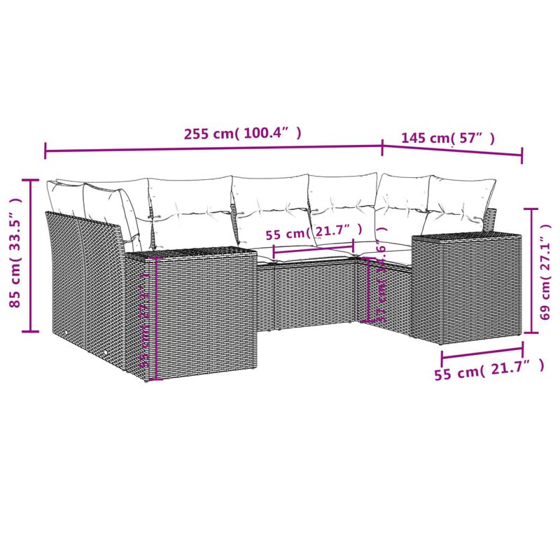 Casa si Gradina - Gradina si terasa - Mobilier exterior - Seturi mobila gradina - Set canapele de gradina cu perne, 6 piese, bej, poliratan - Infinity.ro