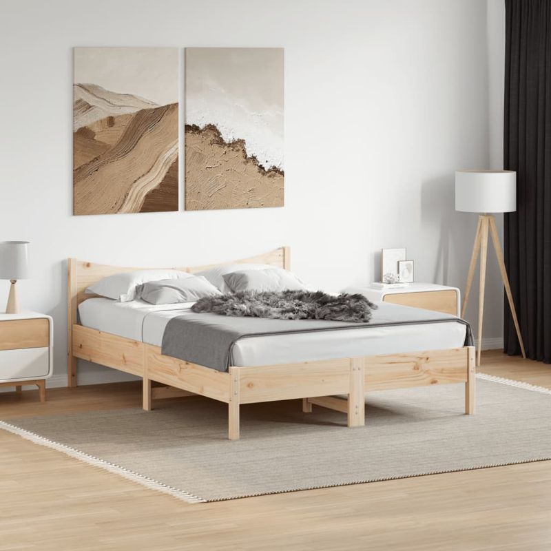Casa si Gradina - Mobilier - Paturi si accesorii - Paturi - Cadru de pat, 135x190 cm, lemn masiv de pin - Infinity.ro