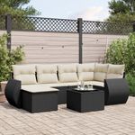Casa si Gradina - Gradina si terasa - Mobilier exterior - Seturi mobila gradina - Set canapele de gradina cu perne, 7 piese, negru, poliratan - Infinity.ro